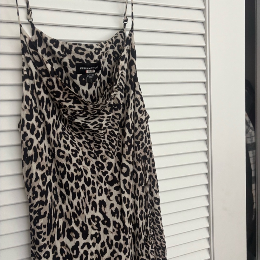 Fifteen Twenty Leopard Print Cowl Neck Dress